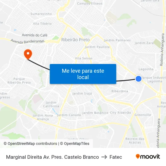 Marginal Direita Av. Pres. Castelo Branco to Fatec map