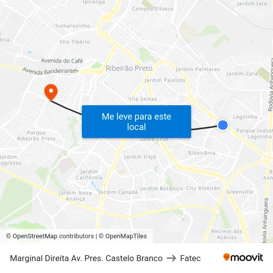 Marginal Direita Av. Pres. Castelo Branco to Fatec map