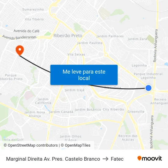 Marginal Direita Av. Pres. Castelo Branco to Fatec map