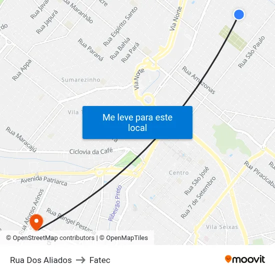 Rua Dos Aliados to Fatec map