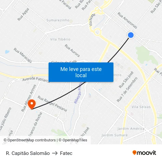 R. Capitão Salomão to Fatec map