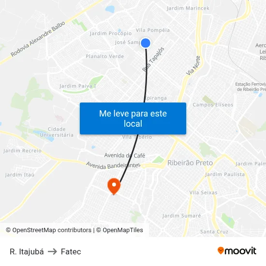 R. Itajubá to Fatec map