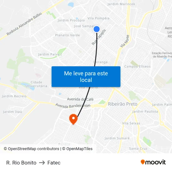 R. Rio Bonito to Fatec map
