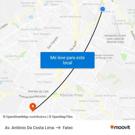 Av. Antônio Da Costa Lima to Fatec map