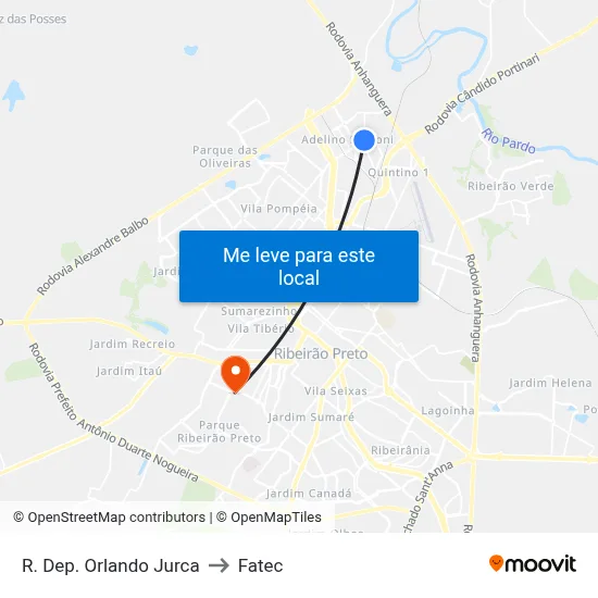 R. Dep. Orlando Jurca to Fatec map