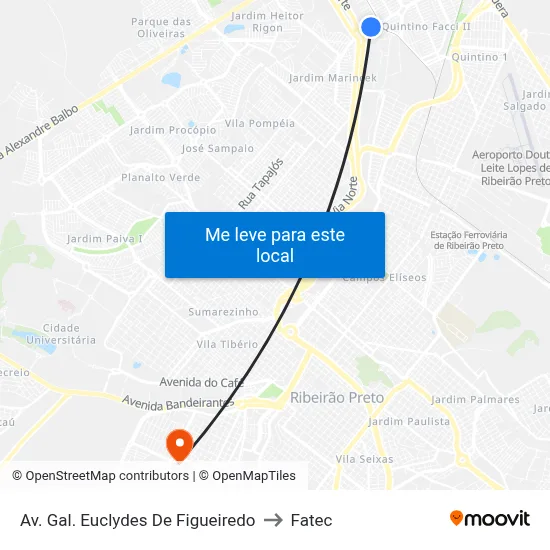 Av. Gal. Euclydes De Figueiredo to Fatec map