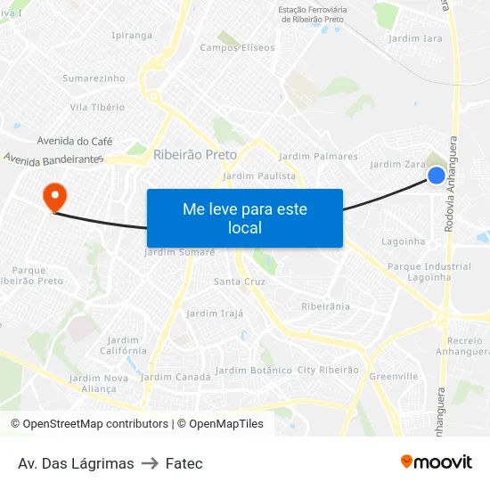 Av. Das Lágrimas to Fatec map