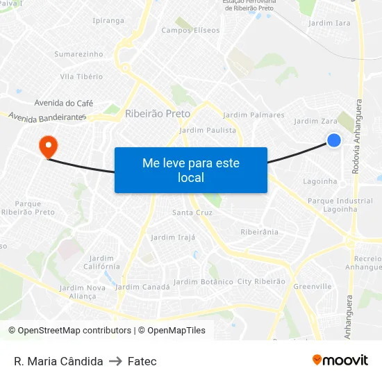 R. Maria Cândida to Fatec map