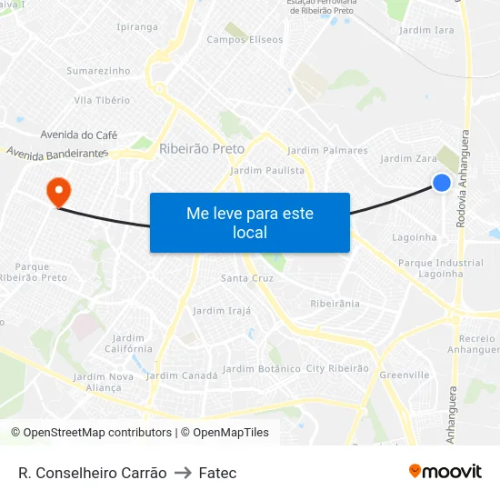 R. Conselheiro Carrão to Fatec map