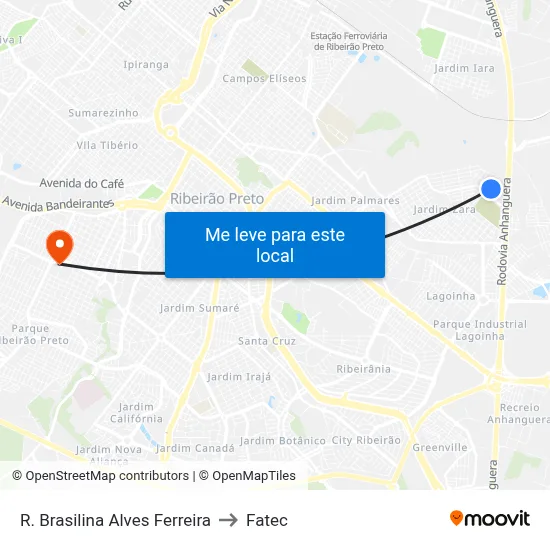 R. Brasilina Alves Ferreira to Fatec map