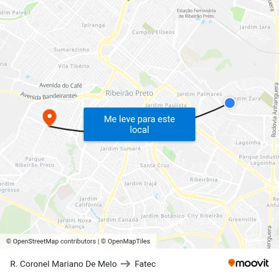 R. Coronel Mariano De Melo to Fatec map