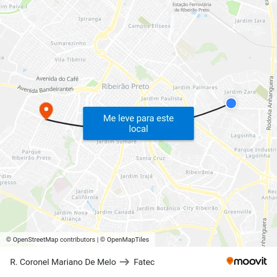 R. Coronel Mariano De Melo to Fatec map