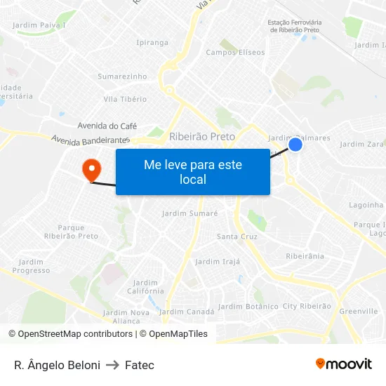 R. Ângelo Beloni to Fatec map