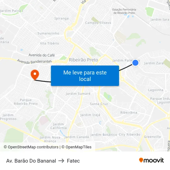Av. Barão Do Bananal to Fatec map