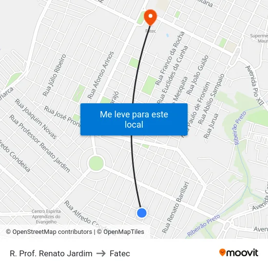 R. Prof. Renato Jardim to Fatec map