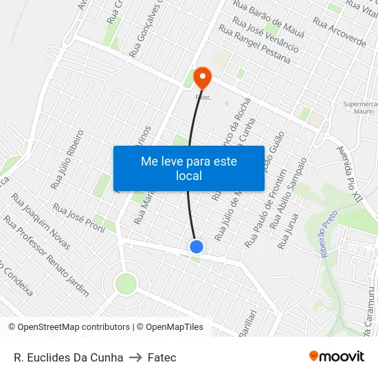 R. Euclides Da Cunha to Fatec map