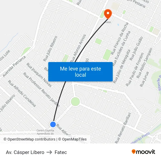 Av. Cásper Líbero to Fatec map