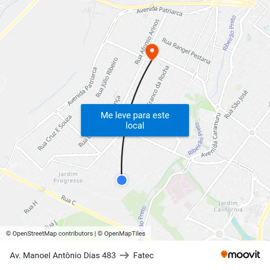 Av. Manoel Antônio Dias 483 to Fatec map