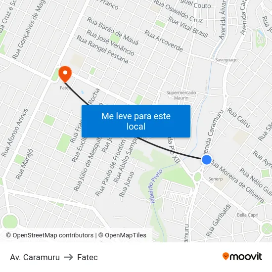 Av. Caramuru to Fatec map