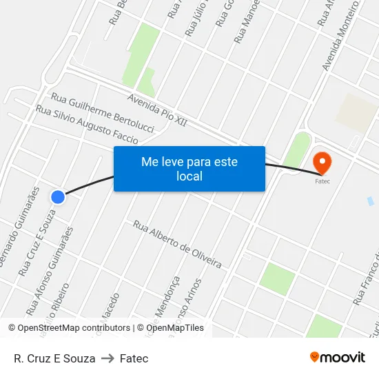 R. Cruz E Souza to Fatec map