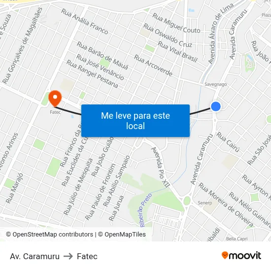 Av. Caramuru to Fatec map