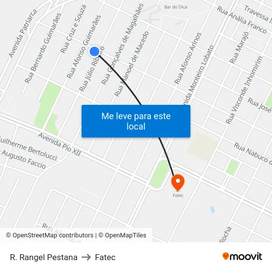 R. Rangel Pestana to Fatec map