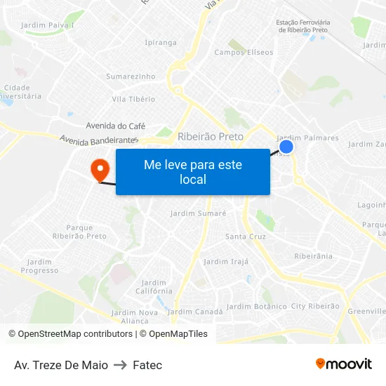 Av. Treze De Maio to Fatec map