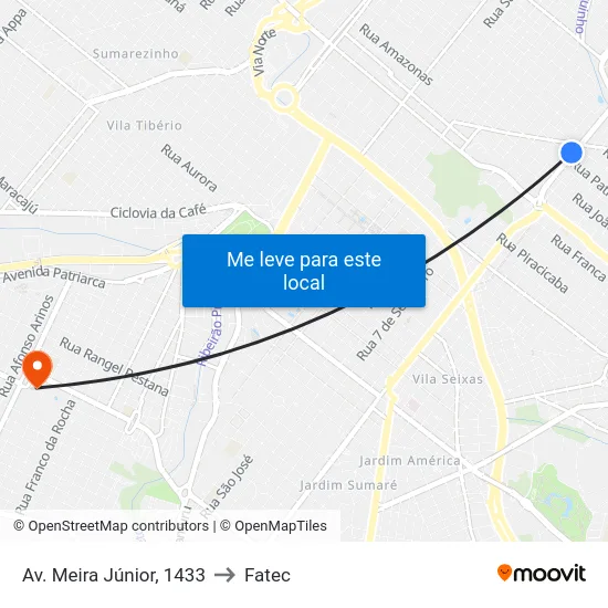 Av. Meira Júnior, 1433 to Fatec map