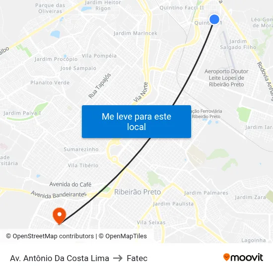 Av. Antônio Da Costa Lima to Fatec map