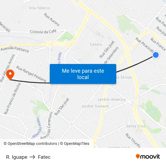 R. Iguape to Fatec map