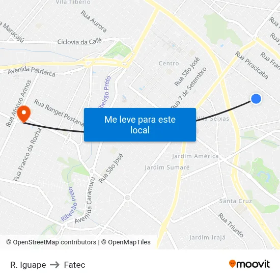 R. Iguape to Fatec map
