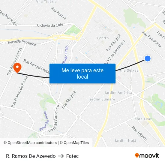 R. Ramos De Azevedo to Fatec map