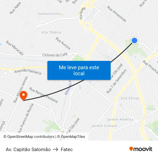 Av. Capitão Salomão to Fatec map