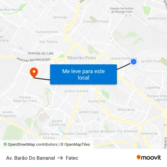 Av. Barão Do Bananal to Fatec map