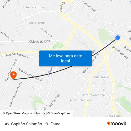 Av. Capitão Salomão to Fatec map