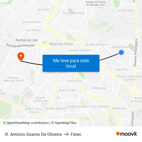 R. Antônio Soares De Oliveira to Fatec map