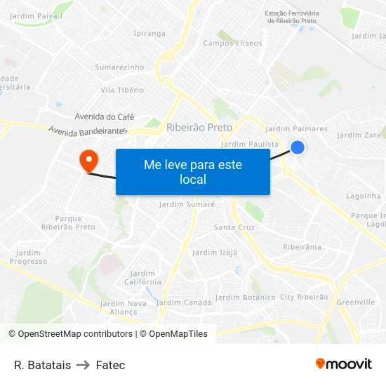 R. Batatais to Fatec map