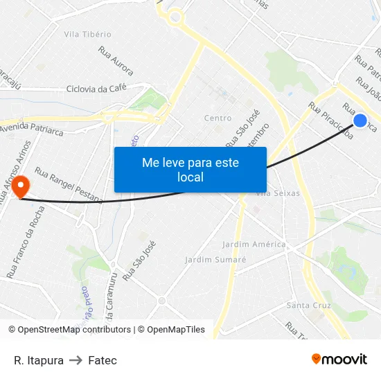 R. Itapura to Fatec map