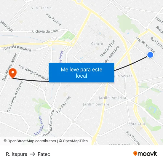R. Itapura to Fatec map