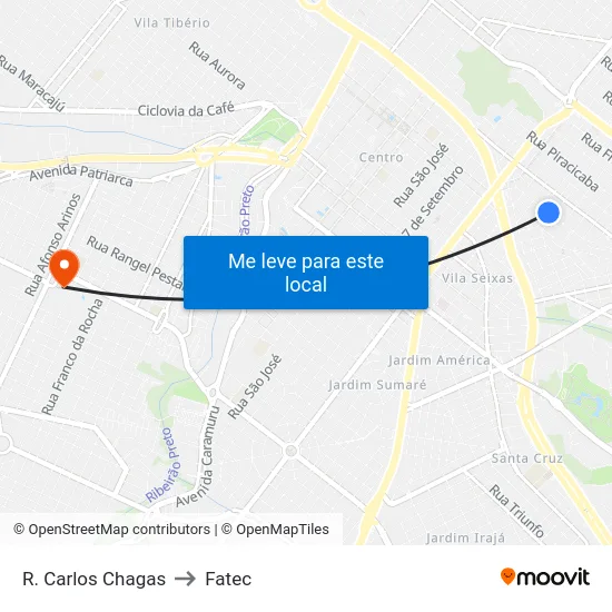 R. Carlos Chagas to Fatec map