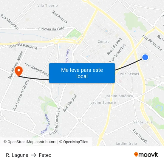 R. Laguna to Fatec map