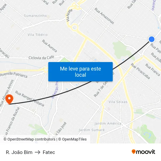 R. João Bim to Fatec map