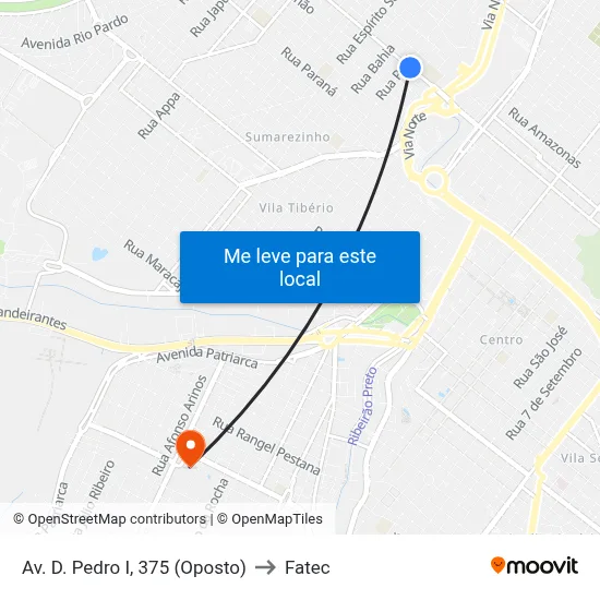 Av. D. Pedro I, 375 (Oposto) to Fatec map