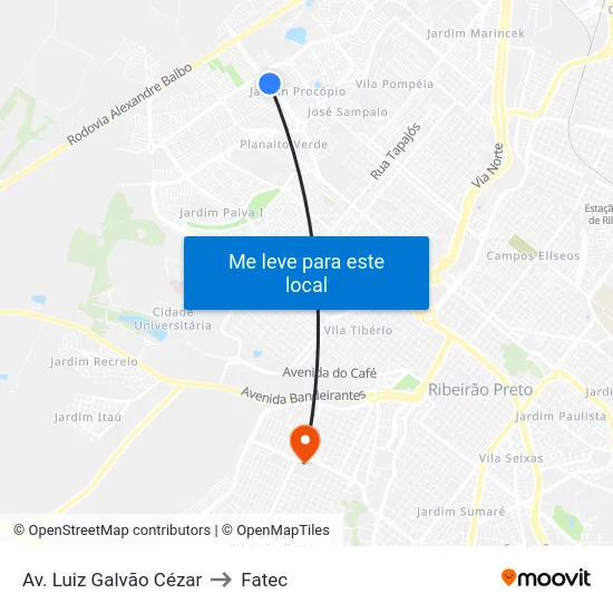 Av. Luiz Galvão Cézar to Fatec map