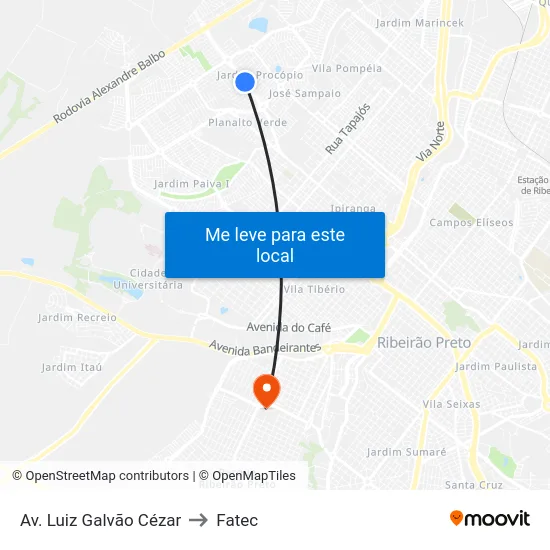 Av. Luiz Galvão Cézar to Fatec map