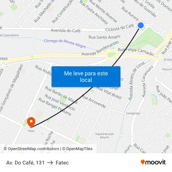 Av. Do Café, 131 to Fatec map