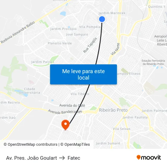 Av. Pres. João Goulart to Fatec map