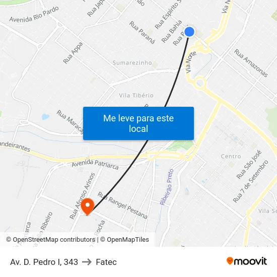 Av. D. Pedro I, 343 to Fatec map