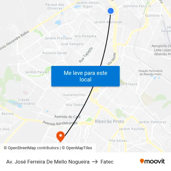 Av. José Ferreira De Mello Nogueira to Fatec map