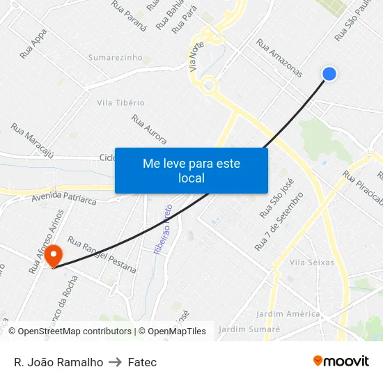 R. João Ramalho to Fatec map